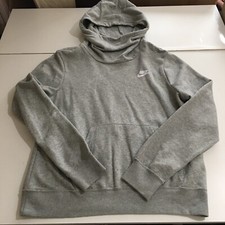Nike Sportswear Club Fleece Womens Medium Gray Sweatshirt Hoodie Funnel Neck