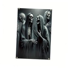 Halloween Cloaked Skeletons Window Cover 31x47 Inch Polyester