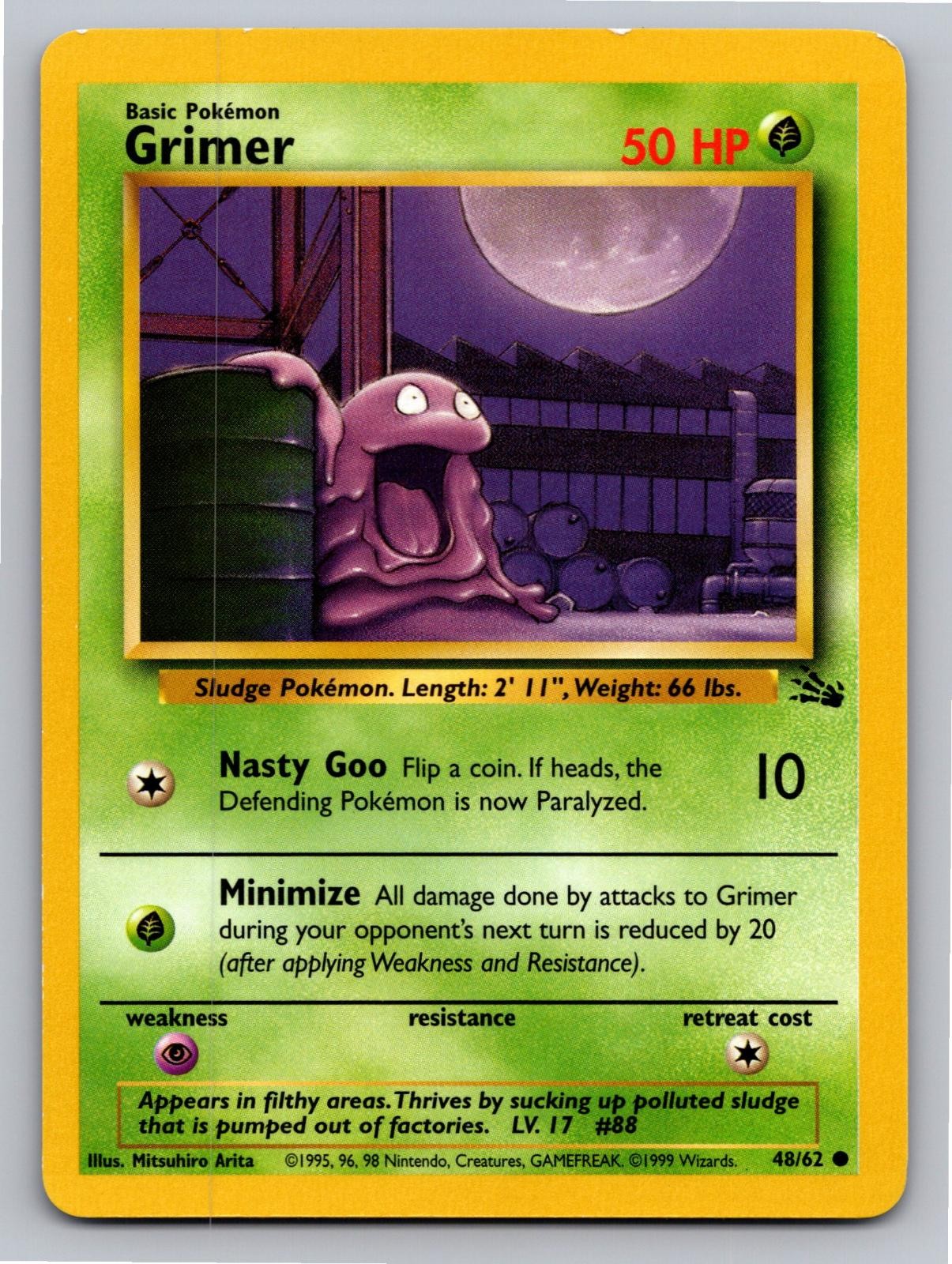 Grimer 48/62 Common Fossil Pokemon Unlimited Moderately Played
