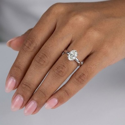 Solitaire Engagement Ring Classic Platinum 1.20 CT Oval Lab-Grown Diamond H VS2