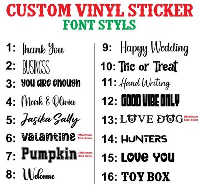 Personalised Name Vinyl Sticker Word Text Cut Fancy Font Decal Sentence  Custom
