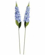 Light Blue Snapdragon Stems Set of 2 Artificial Larkspur Spike Flowers 26 Inch F