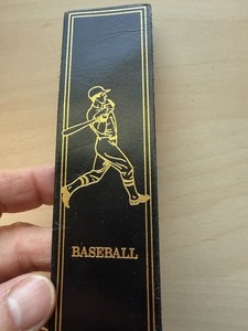 Vintage Baseball Bookmark Leather With Baseball Player In Gold
