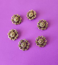 Antique Gold Floral Filigree Metal Buttons 6pc Designer Set 0.75"