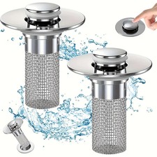 2-Pack Sink Stopper Hair Catcher Bathroom Pop Up Sink Drain Strainer Filter Plug