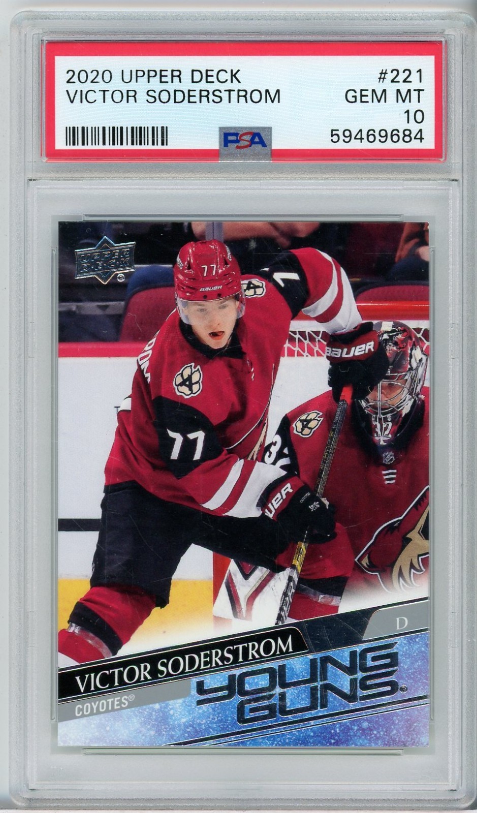 2020-2021 UPPER DECK VICTOR SODERSTROM #221 YOUNG GUNS ROOKIE PSA 10