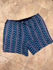 VTG 80s Speedo Swim Trunks Crazy Print Shorts Nylon Jams Psychedelic Mens L Blue