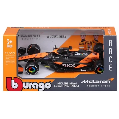 ONE FOR FUN Bburago F1 Formula 1:43 Scale F1 Mclaren MCL38 2024 Piastri 12Pc Dispenser Toy