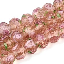 80pcs Flower Faceted Lampwork Glass Beads Handmade Beads Light Orange for DIY