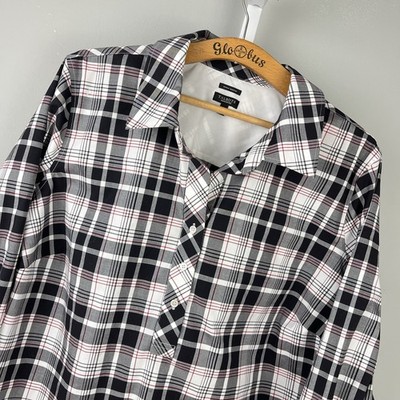 Talbots Woman Petites Plaid Shirt Top Womens 22WP Black Red Popover Preppy