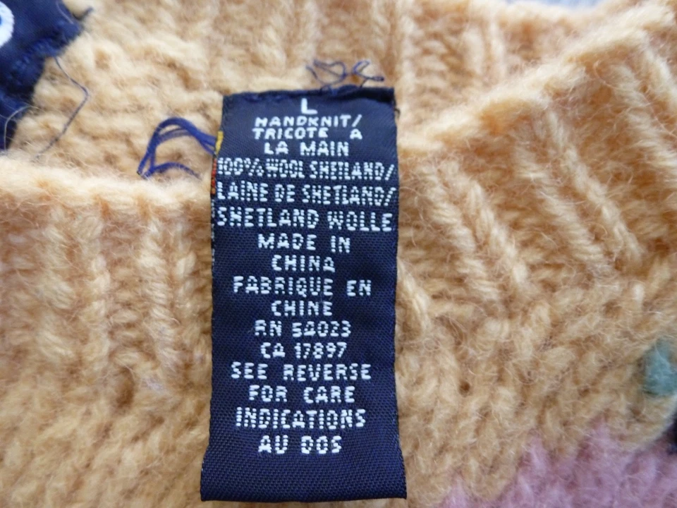 Suéter De Colección Gap Shetland Lana L Amarillo Esquí Carrera Tejido a Mano Pullover Años 80 90 Foto 4 de 4