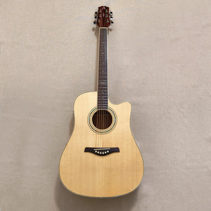 41" EQ Natural Acoustic Guitar Spruce Solid Top Mahogany Layer Bone Nut  Gigbag