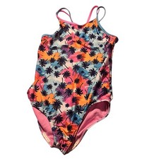 Speedo Girls One Piece Swimsuit Palm Trees Design Multicolor Youth Size XL