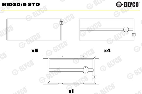 Glyco Kurbelwellenlager H1020/5 STD FüR Fiat Ducato Iveco UAZ Daily Patriot Bus-image