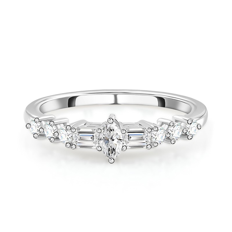 0.34 Ct Lab Grown CVD Round Cut Diamond Ring Birthday Gift 9k White Solid Gold