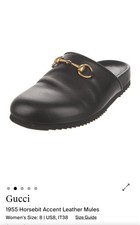 Authentic Gucci River HorseBit Black Women  s Leather Slipper/Mule US7.5-8 38