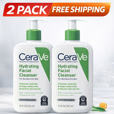 2 Pack CeraVe Hydrating Facial Cleanser 12 oz / 355 ml For Normal to Dry Skin
