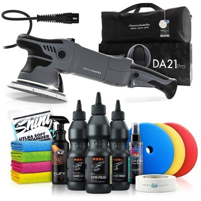Exzenter Poliermaschine chemicalworkz DA21 Pro mit ADBL Politurset 14-tlg.