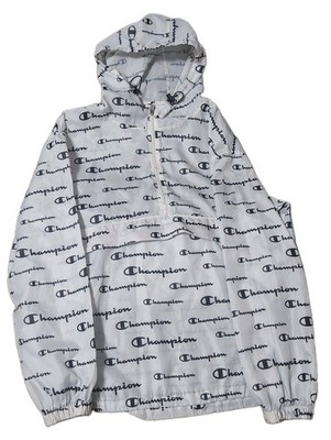 Champion Full Zip Rain Jacket  Hooded All Over Print Zip White Adult 1XL 32x28