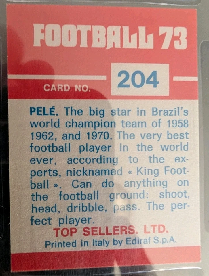 1973 Top Sellers LTD #204 Pele PSA 6 Football 73 Low Pop 11 Higher Sharp Clean - Image 4 of 4