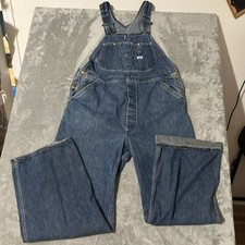Vtg. 1960s Lee Sanforized Jelt Denim Carpenter Bib Overalls 38x30 Button Fly