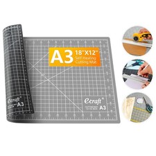 Ecraft Self Healing Cutting Mat 18x12 Inch A3, 5-Ply 18"L x 12"W, Grey/Black