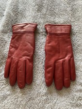 Vintage Red Leather Gloves Medium Faux Fur Lining 8.5/9.0