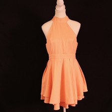 LuLu's  Dress Rehearsal Bright Coral Skater Dress Large, Short, Sleeveless