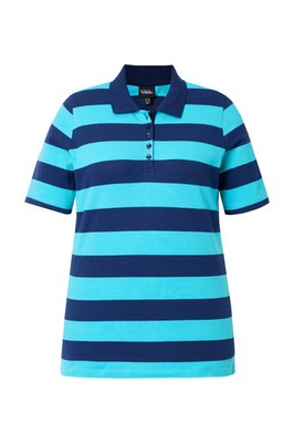 Ulla Popken Damen große Größen Poloshirt Streifen Polokragen Halbarm