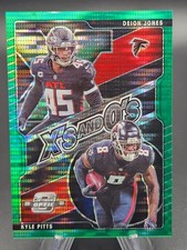 Deion Jones Kyle Pitts 2021 Panini Contenders Optic X's and O's Green Pulsar /30