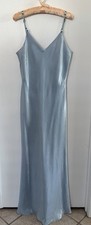 Vintage Y2K Zum Zum by Niki Livas Pearlized Icy Blue Rosette Back Slip Gown