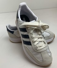 Adidas Cloudfoam Comfort White Black Stripes Womens Size 8 Shoes Sneakers Suede