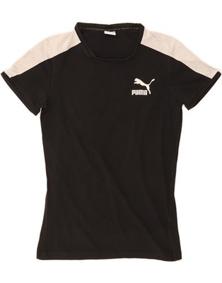 PUMA Mens Graphic T-Shirt Top Small Black Colourblock AI03