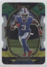 2022 Panini Select Concourse Green & Yellow Prizm Die-Cut Damar Hamlin #100 11oh