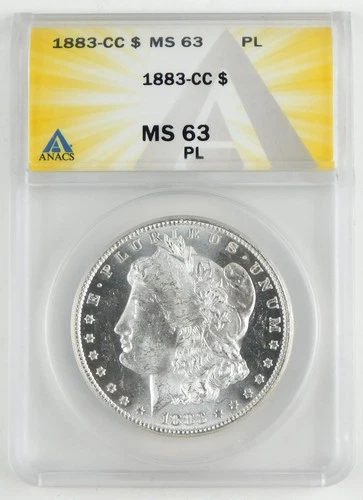 1883-CC $1 Morgan Silver Dollar ANACS MS63 Proof-Like Choice BU Coin C4280