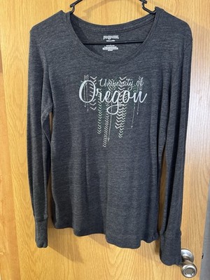 JanSport Oregon Ducks Long Sleeve Shirt Gray Relaxed Fit Size M NCAA Fan Apparel