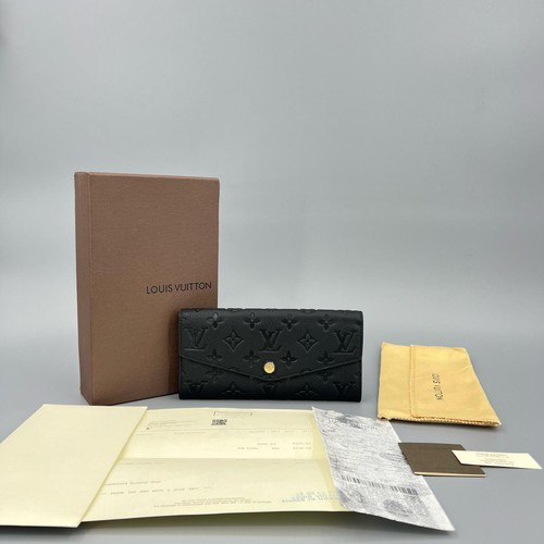 Louis Vuitton Sarah Wallet 'Black Monogram Embossed Empreinte Cowhide#26SXA