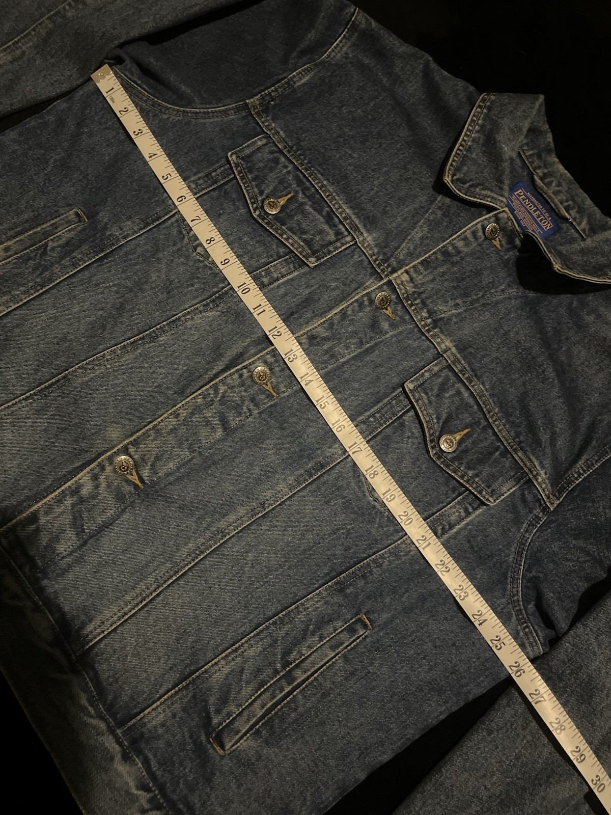 Vintage Pendleton Aztec Denim Jacket  Wool Wester… - image 8