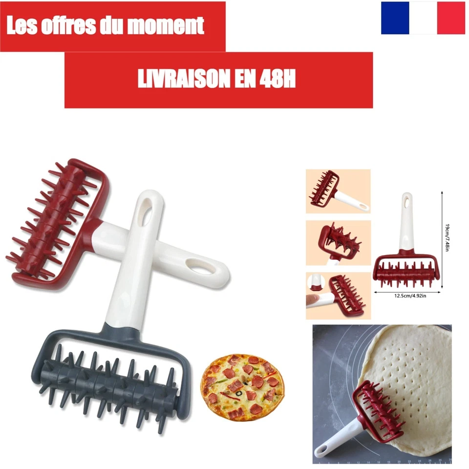 Rouleau à pâtisserie en plastique pour pizza - 2 pièces, outil de cuisine - Photo 1/4