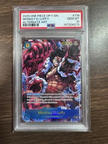 Monkey D. Luffy 2025 One Piece OP11 Alternate Art #118 PSA 10