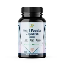 Natural Pearl Powder Capsules - Pure Pearl Powder Supplement 120 Capsules
