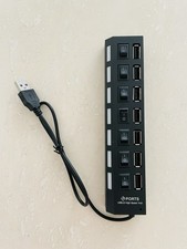 7 Port USB 2.0 Hub LED Powered High Speed Multi Splitter Extender For PC Laptop