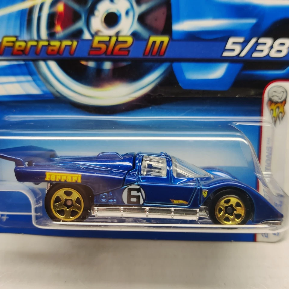Ferrari 512M azul #5/38 primeras ediciones Hot Wheels 2006 ~ ¡tarjeta como nueva! Foto 2 de 4