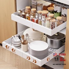 2 Pack Pull Out Cabinet Organizer, 21" Deep 2Pack 21"D x 12"-20.4"W White