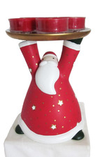 Party Lite Holiday Cheer Santa Candle Holder/ 20  Party Lite Red Tea Candles