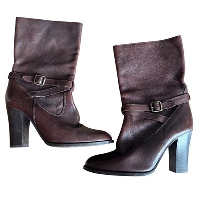 J.Crew Tenley Mid Calf Made in Italy Leather Boots Brown Size 9