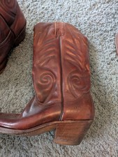 Genuine Frye Made in USA Tan Brown Leather Cowboy Boots UK 9.5 Western Vintage