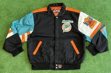 Vintage Miami Dolphins NFL Varsity Jacket Jeff Hamilton Size Large Black Men Vtg