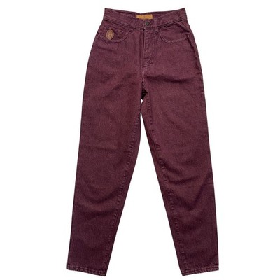 Vintage Trussardi Jeans 26x30 Womens Maroon High Rise Tapered Mom Made Italy NWT