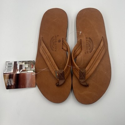 Men s Rainbow Tahitian Tan Luxury Leather Sandals 11-12 XL Flip Flops